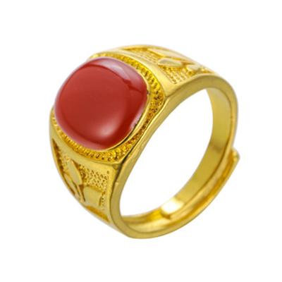 China CLASSIC Mens Ring Luxurious Gold Plated Wedding Inlaid Agate Can Adjust Ring for sale