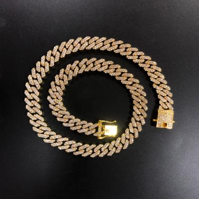 China Cuban Men's Necklace Jewelry Lock Hiphop Sellers Diamond Full Diamond Hip Hot Hop Necklace Baroque Men's Bracelet for sale