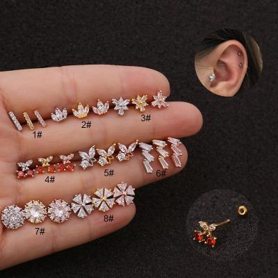 China FASHIONABLE 18K GOLD PLATED EARRINGS Inlaid With Color Zircon Ear Studs Women's Jewelry Earrings for sale