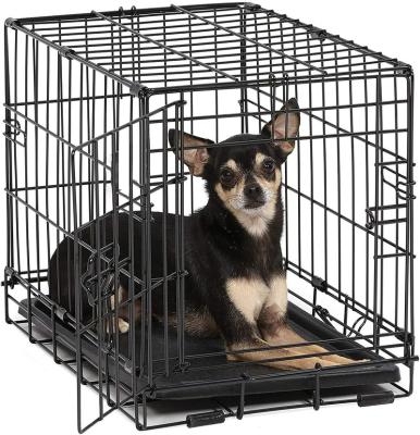 China Breathable Household Pet Supplies Stainless Steel Pet Cages Convenient Folding Dog Cages Metal Crates for sale