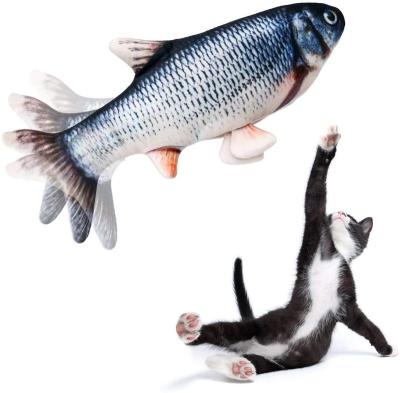 China Viable Wholesale Simulation Cat Fish Toy High Quality Cotton Cat Toy Will Move Fish Cat Soft Toy for sale