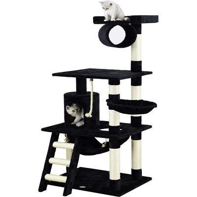 China Viable Big Cat Rope Plush Rope Shelter Hammock Swing Basket Platforms Cat Tree Tower for sale