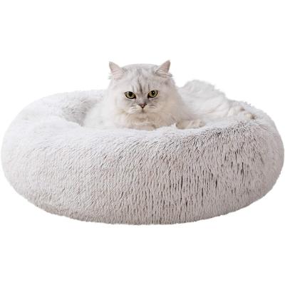 China Luxury Custom Breathable Cat Bed Multifunctional Machine Washable Plush Donut Travel Bed For Cats for sale