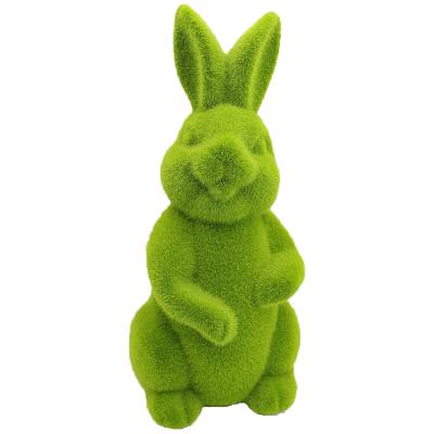 China Easter Decoration Wholesale 2022 Ornament Bunny Home Decorations Flocking Assembled Artificial Green Furry Moss Bunny Easter Spring Decor for sale