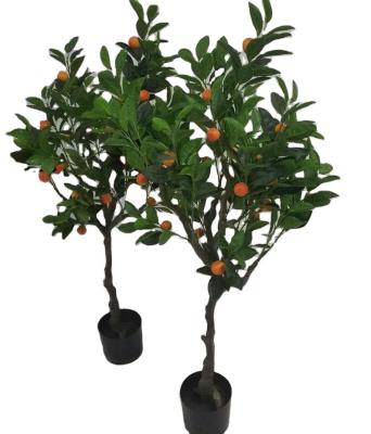 China 2021 Victory Decoration Newly Orange Tree Artificial Bonsai Seedling Tree Pots For Living Room Decor for sale