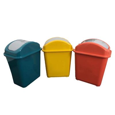 China Wholesale Household Trash Container PP Plastic Trash Cover Rolling Type With Swing Lid for sale