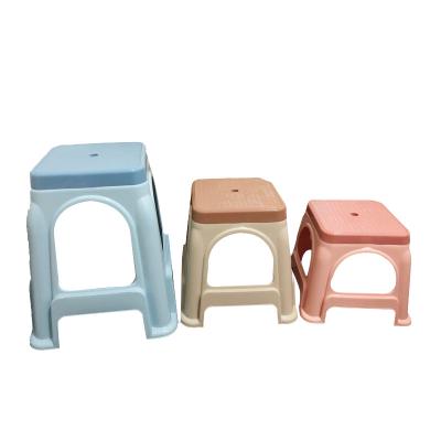 China Household Square PP Fixed Height Portable Chair Lounge Plastic Stackable Stool For Home for sale