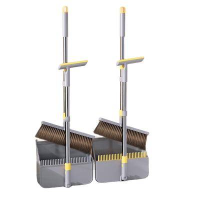 China Economical Hot Sale Household Amazon Long Handle Folding Standing Broom and Dustpan Set for Use for sale