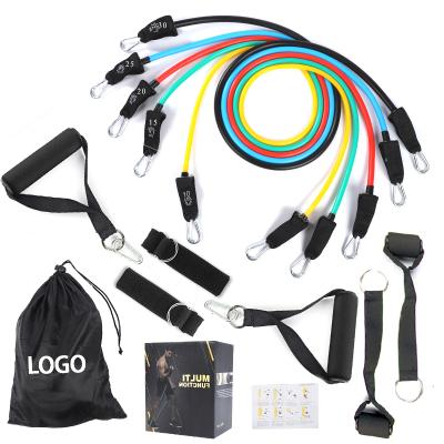 China 11pcs Exercises Set Adjustable Resistance Bands Workout Heavy Elastic Pull Rope Logo Print Resistance Bands for sale