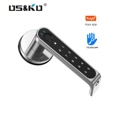 China Design 304 SS Tubular Zinc Alloy Modern Black Wooden Tuya Tube One Side Lock For Main Door Entry Lock Zinc Alloy Lever Handle for sale