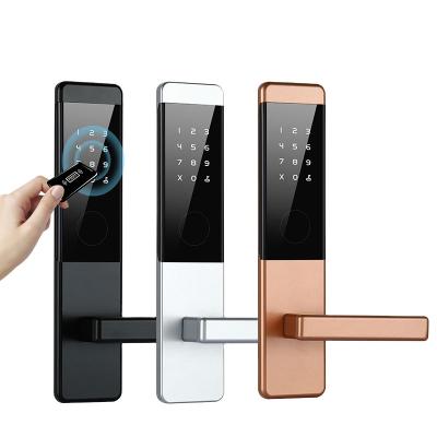 China Aluminum alloy villa digital electronic magnetic digital modern smart rfid hotel card door locks fingerprint password money hotel door locks with keys for sale