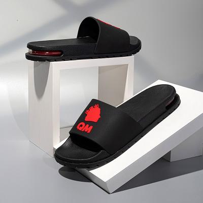 China CUSHIONING Custom Rubber Outsole Air Cushion Slide Sandals Black Air Shape Unique Slippers With Logo For Men 2022 for sale