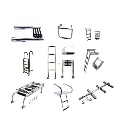 China Marine Boat Yacht Marine Equipment Stainless Steel Boat 3 Step Swim Ladder Telescoping Step Over Deck Pontoon Ladder for sale