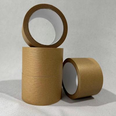 China Eco Friendly Waterproof No Pe Coated Logo Printed Tape Programmable Reinforced Self Adhesive Bonded Paper Tape Kraft Paper For Cardboard Sealing for sale