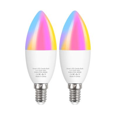 China Best Price E14 E12 E27 E26 B22 Mini LED Candle Home Smart Light Bulb Zigbee Smart Bulb With Remote for sale