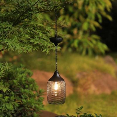 China Garden Imitate Tungsten Edison Bulb Hanging Waterproof Solar Rechargeable Led Lantern Outdoor Hanging Lantern for sale