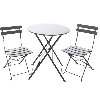 China Japanese Round Modern Coffee Tea Coffee Metal Round Balcony Porch Porch Garden Tables Folding Outdoor Tables Chairs Furniture Set of 3 for sale