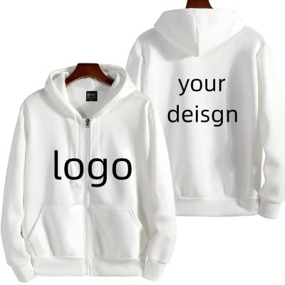 China Custom Oversized White Anti-pilling Winter Men's Unisex Zipper Zipper Wholesale Embroidery Hoodies Men's Hoodies Supply for sale