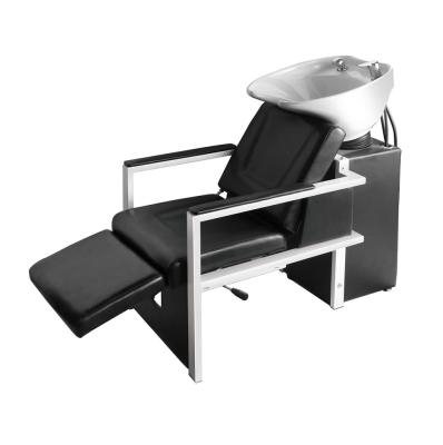 China Wholesale Barber Shop Beauty Salon Hair Salon Furniture Shampoo Chair With Ceramic Sink for sale