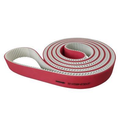 China High Abrasion Resistance Synchronous Red Rubber Coating PU Timing Belt for sale