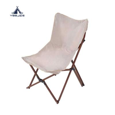 China Modern Portable Oxford Wood Grain Fishing Arm Chair Collapsible Steel High Back Folding Camp Chair for sale