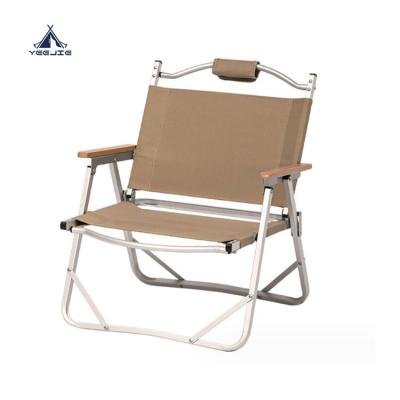 China Modern Yijie Beech Armrest Folding  Aluminum Chair Outdoor Foldable Camping Chair for sale