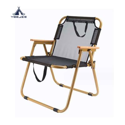 China Modern Yijie Wholesale Factory Oem Polyester Oxford Beech Armrest Folding Outdoor Camping Chair for sale