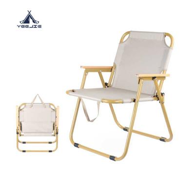 China Modern Yijie OEM Factory Beech Armrest Folding Outdoor Camping Chair for sale