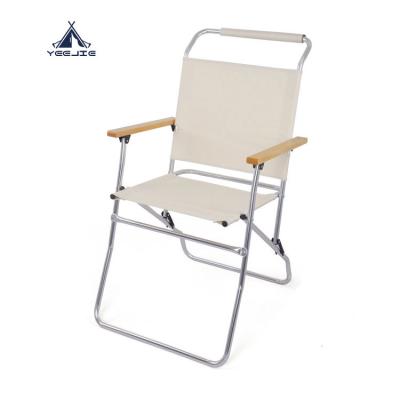 China Modern Yijie Trendy Rover Chair With Wood Armrest Camping Outdoor Chair Canvas Beach Chair For Glamping for sale