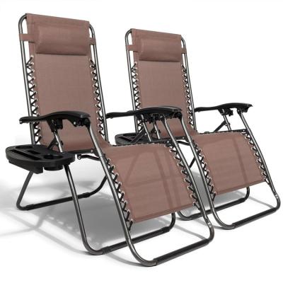 China Modern Outdoor Lounge Patio Chairs with Pillow and Utility Tray  Adjustable Folding Recliner Zero Gravity Chair for sale