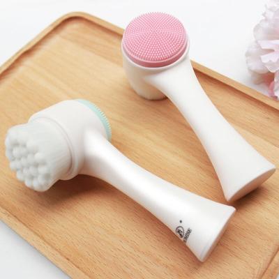 China Modern Simplicity 3d Silicone Face Wash Brush Double Sided Facial Exfoliating Cleaning Brush Manual Skin Care Facial Cleansing Brush for sale