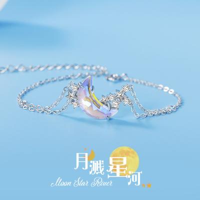 China Xinghe S925 Sterling Silver Glazed Stone Moon FASHIONABLE bracelet splash moon female Korean version of the new CIA niche design jewelry for sale