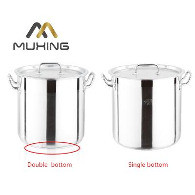 China Sustainable Stainless Steel Soup Pot Soup Bucket With Handle Polished Single Bottom Household Restaurant for sale