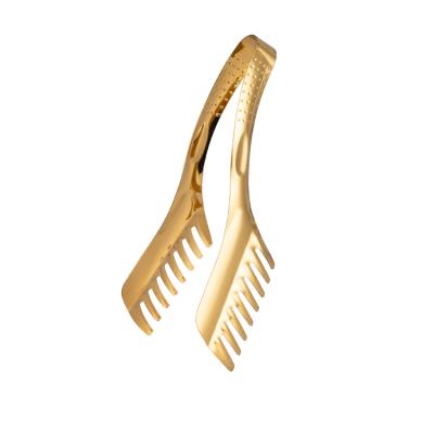 China Durable Titanium Plated Premium Comb Clip Gold Food Clip Stainless Steel Kitchen Clip for sale