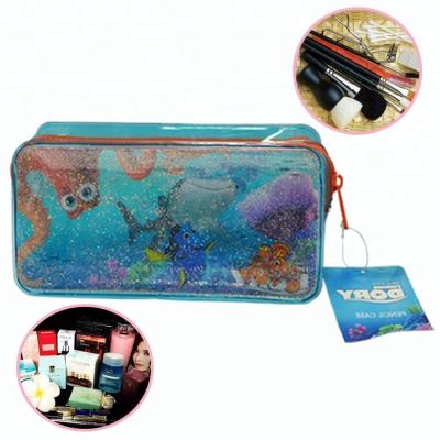 China Schools & Offices Custom Gift Promotional Items Clear Liquid Glitter PVC Pencil Pouch for sale