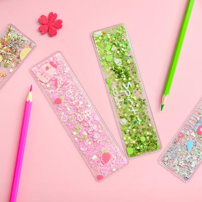 China Custom PVC+Liquid+Glitters PVC+Liquid+Glitters PVC Custom Flexible Magic Glitter Logo Printed Liquid Ruler For School Ruler for sale