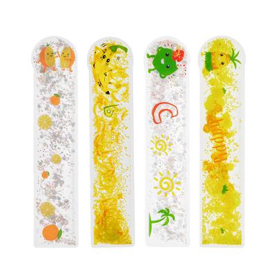 China Hot Selling Gift Creative Liquid Fashion PVC+Liquid+Glitters Floating Ruler With Glitters Liquid Ruler for sale