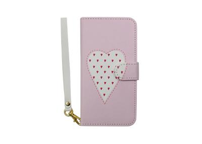 China Pink Heart Shapes Apple Phone Wallet Case , Custom Apple Iphone 6s Plus Phone Case for sale