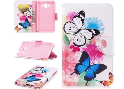 China Colorful Butterfly Card Pocket Phone Case , Huawei Phone Wallet Case for sale