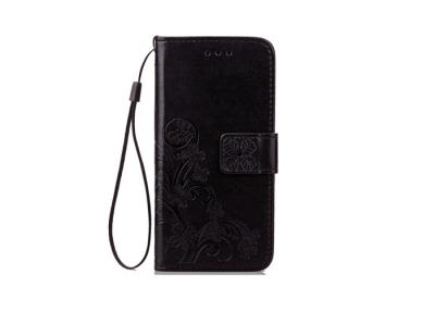 China Black Color Emboss Logo Stylish PU Leather Wallet Protector Back Cover For iPhone 6 / 6s for sale