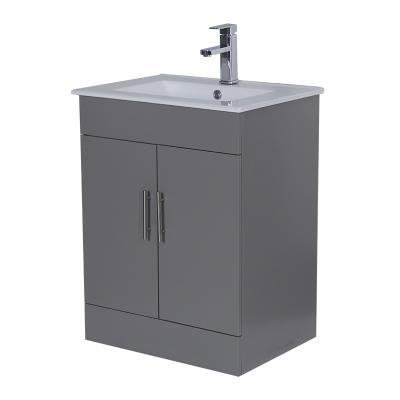 China Modern Semi-KD Assembly Floor Mount Bathroom Ceramic Cabinet Basin Ceramic Sink Bathroom Vanity for sale