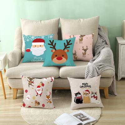 China New Home Decoration Custom Wholesale Anti-static Sofa Pillow Christmas Living Room Canvas Pillowcase Logo Pattern Pillowcase for sale