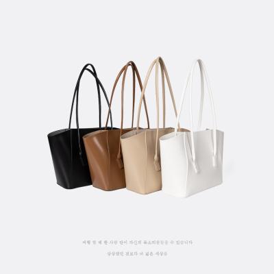 China Lady Women Retro PU Shoulder Lady Bags Large Totes Simple Elegant Classic Vintage Design Style Solid Color Leather for sale