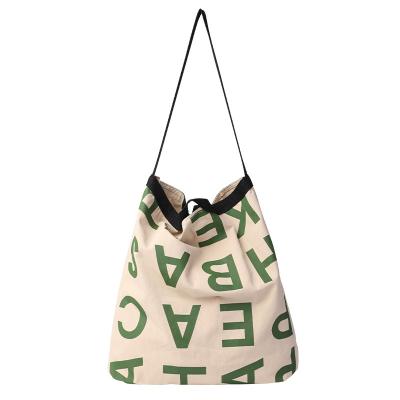 China Fashion Large Capacity Canvas Bag Letter Printing Casual Handbag Fashion Simple One-shoulder Cross - Body Bag For Women for sale