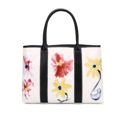 China Lady Fashion New Arrival Flower Printed Lady Handbag Large Capacity Canvas Women Tote Bags for sale