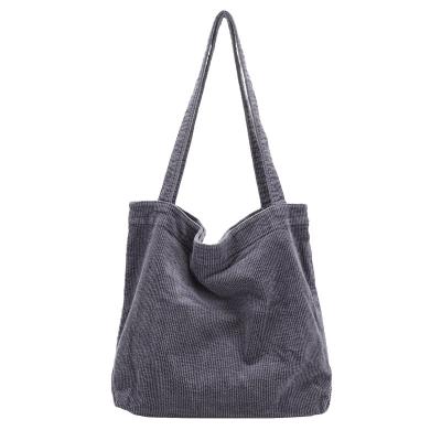 China Fashion simple fashion wholesale art canvas handbag vintage casual corduroy large capacity shopping bag one shoulder lady bag for sale