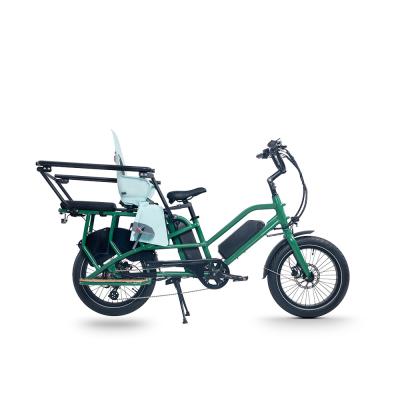 China Velocidad máxima 30km/h Motor sin escobillas 20 pulgadas de doble batería Bicicleta de carga Bicicleta eléctrica de entrega para familia en venta