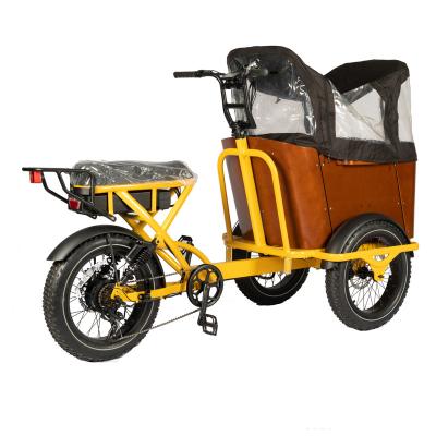 China Hoge capaciteit 13AH Batterij Driewiel Cargo Tricycle E-bike Fat Tire Family Cargo Bike Te koop