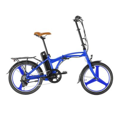 China 2024 36V 350W 20Inch Blue Electric Bike with Aluminum Alloy Frame and Rear Hub Motor for sale