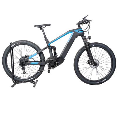 China 48V 500W Bafang Mid Drive Motor Full Suspension Carbon Fiber Frame Electric Mountain Bike for sale